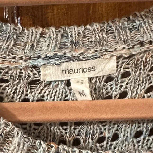 Maurices Textured Knit Crew Neck Sweater - Gray/blue Tie Sleeves - Picture 2 of 5